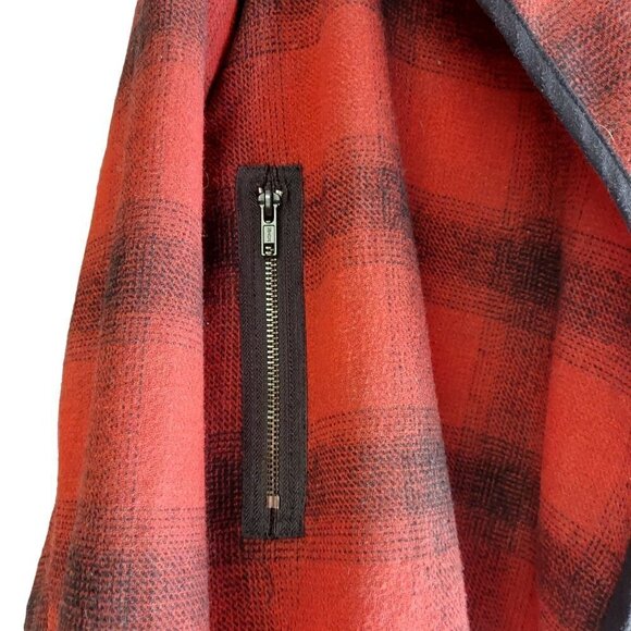 Ruff Hewn Grey Women's Red & Black Plaid Open Front Wool Blend Jacket - Picture 3 of 6